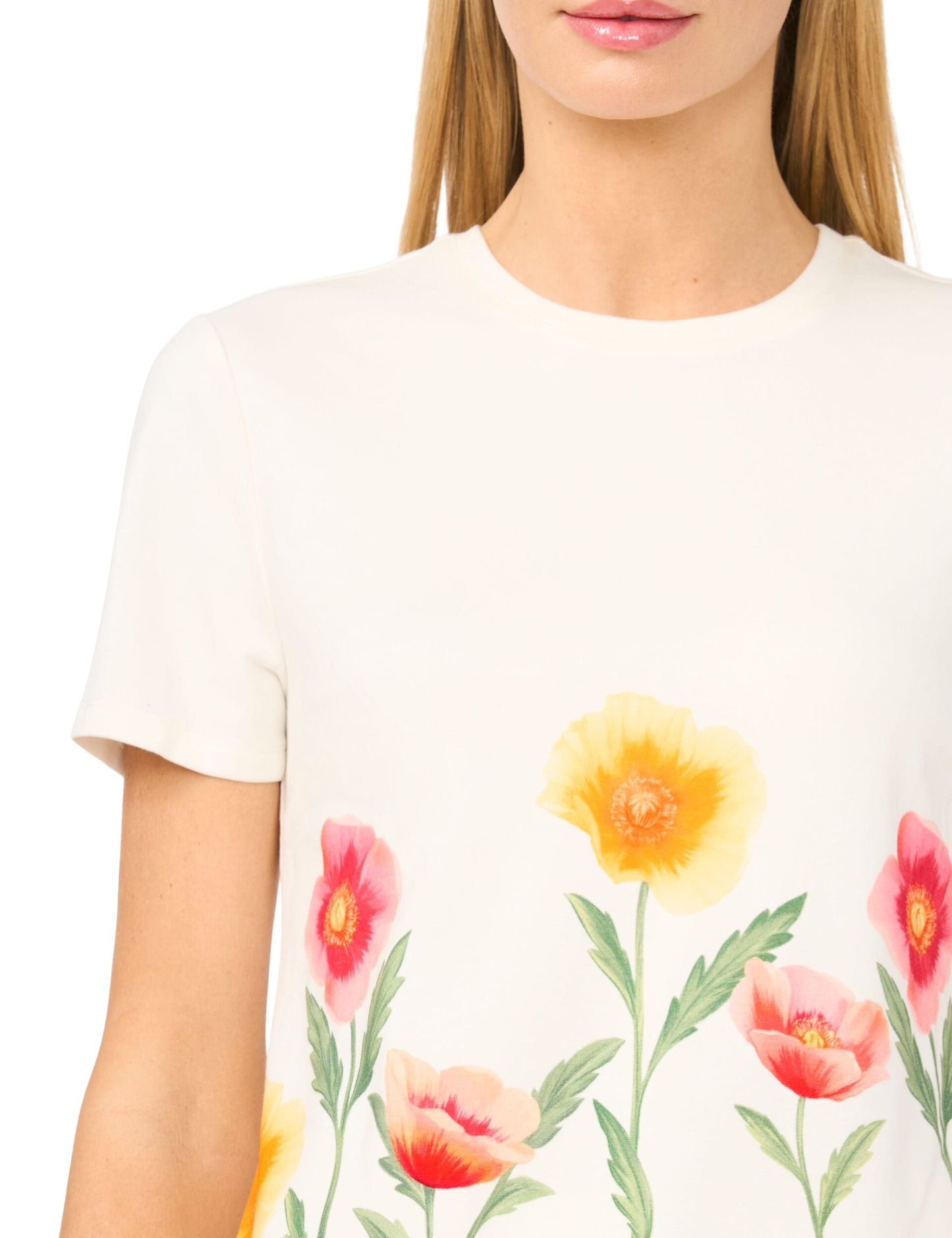 Ted Baker WILLOW Floral Border Crew Neck T-Shirt IVORY