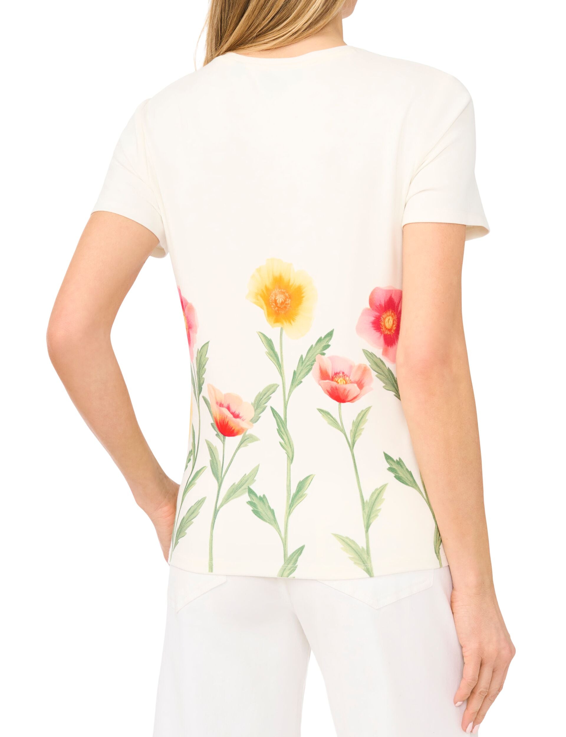 Ted Baker WILLOW Floral Border Crew Neck T-Shirt IVORY