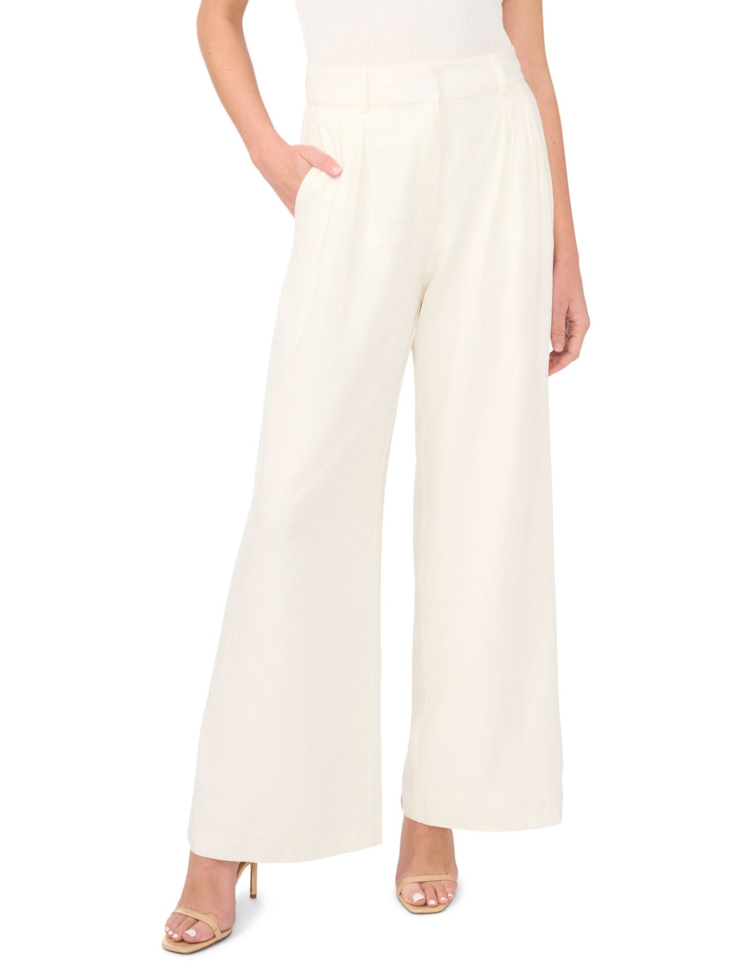 Ted Baker BEATRICE Linen Blend Tailored Wide Leg Pants IVORY