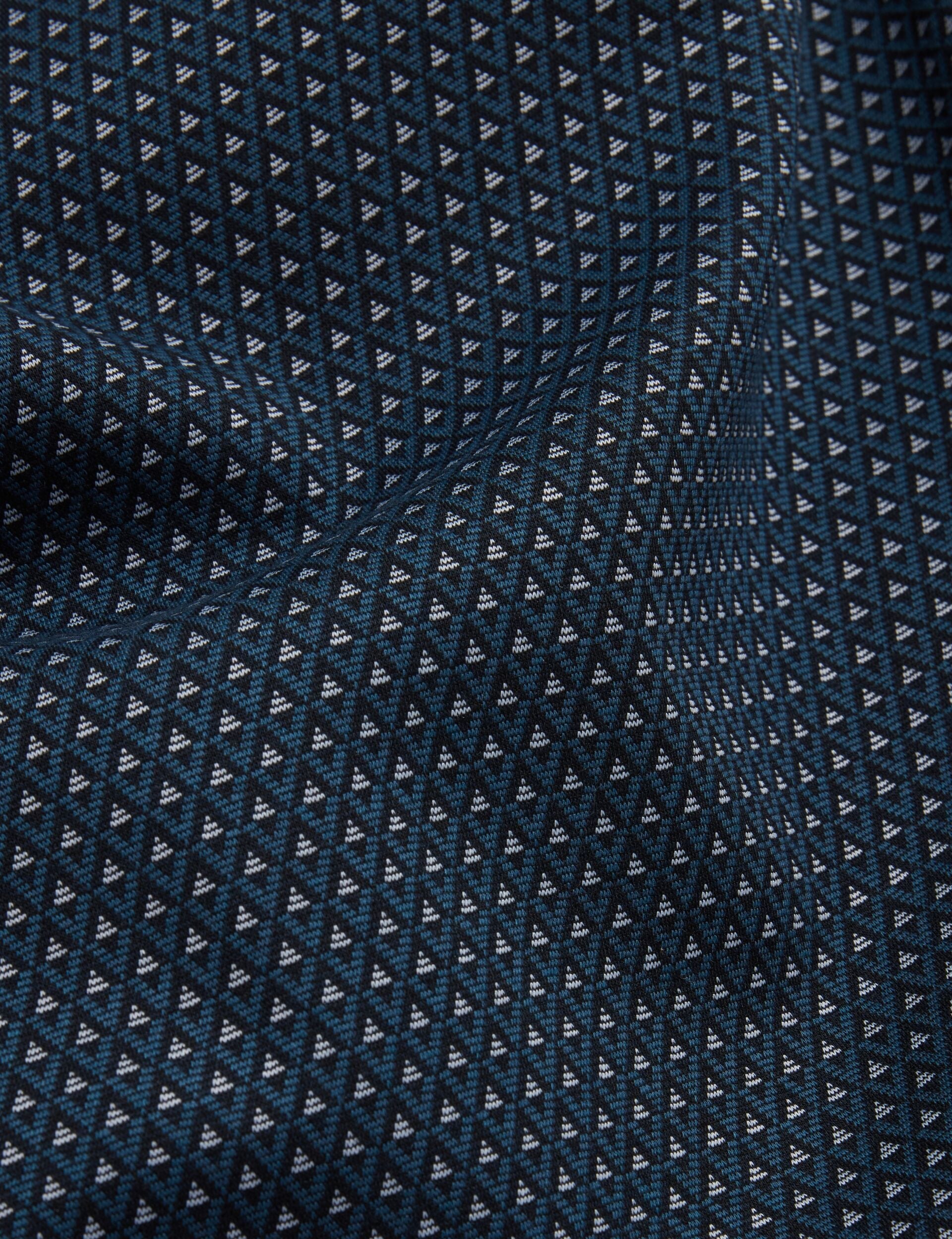 Ted Baker DURAND Micro Geo Jacquard Long Sleeve Polo NAVY