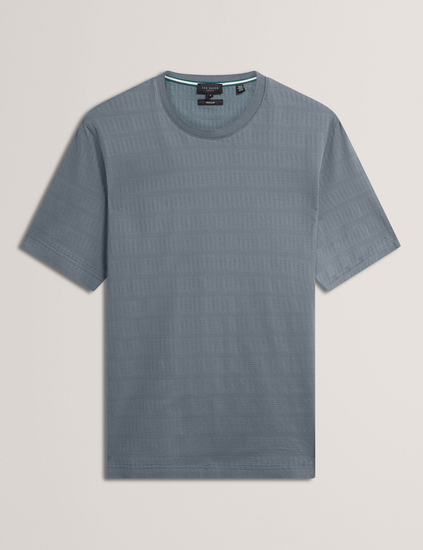 Ted Baker XADIEL - Short Sleeve Mixed Texture Stripe T-Shirt MID GREY