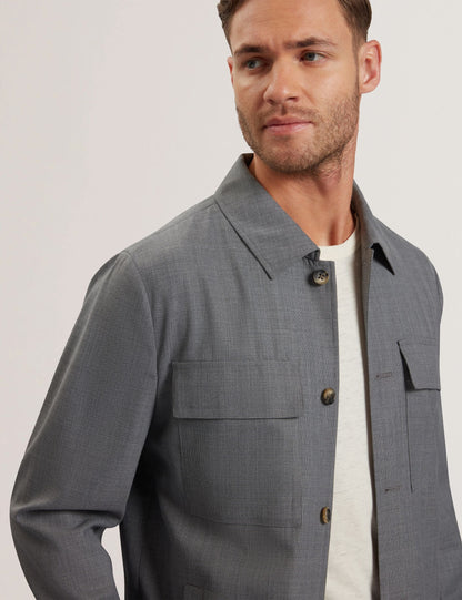 Ted Baker SELWYNJ - Grey Lightweight Wool Blend Shirt Jacket MID GREY