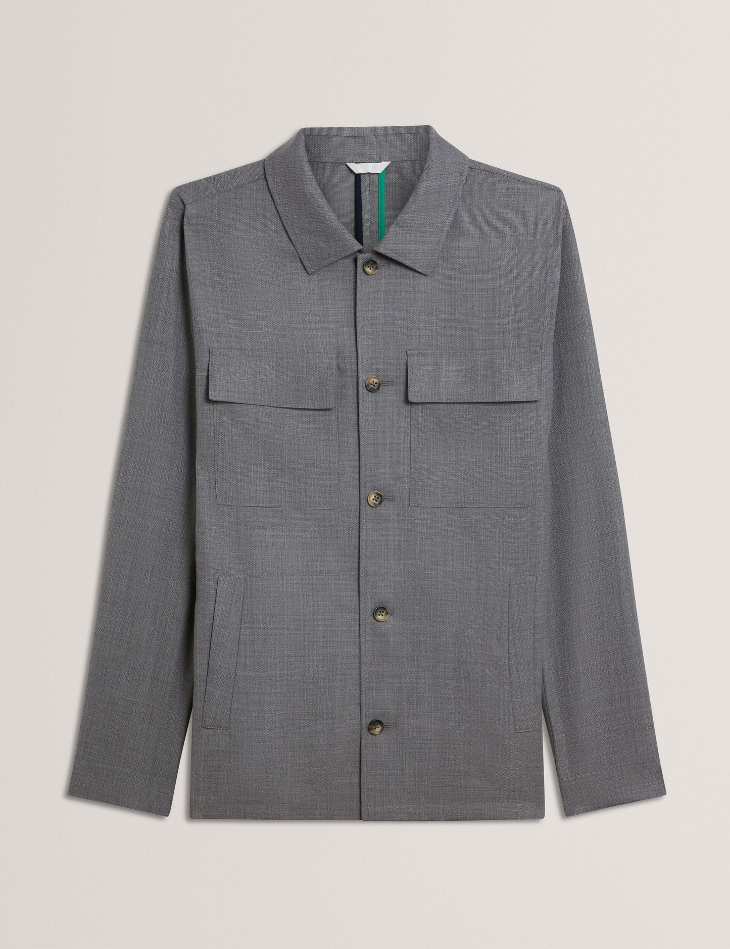 Ted Baker SELWYNJ - Grey Lightweight Wool Blend Shirt Jacket MID GREY