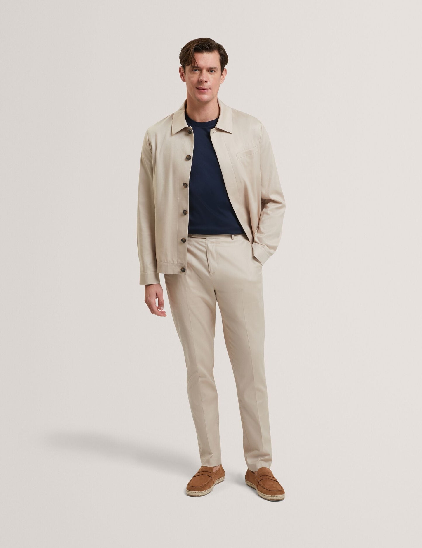 Ted Baker RUBINOJ - Smart Woven Cotton Harrington Jacket TAUPE