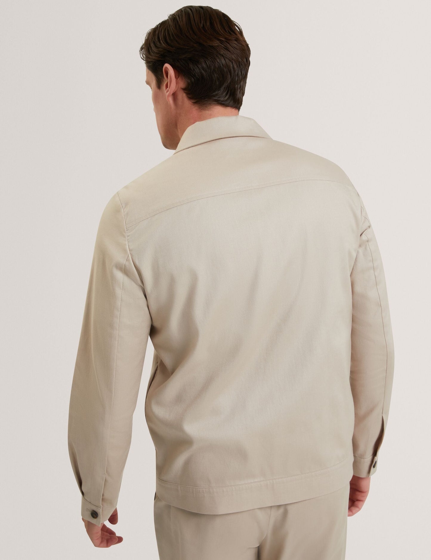 Ted Baker RUBINOJ - Smart Woven Cotton Harrington Jacket TAUPE