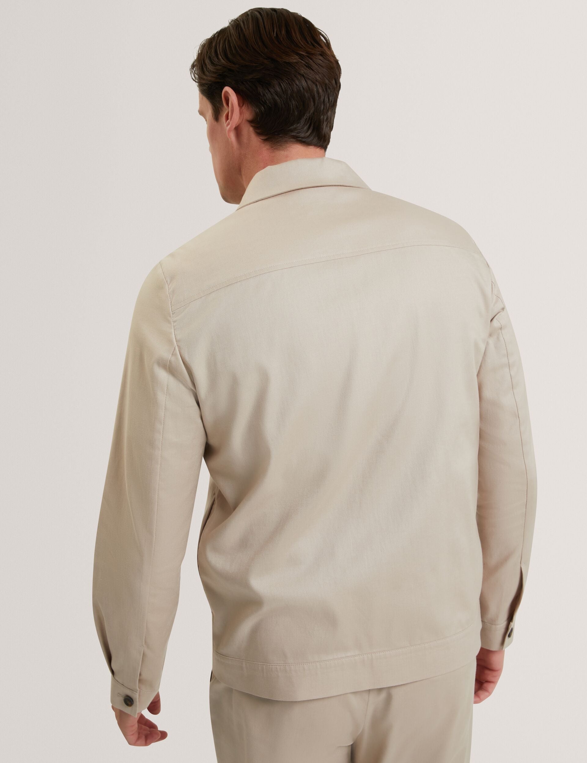 Ted Baker RUBINOJ - Smart Woven Cotton Harrington Jacket TAUPE