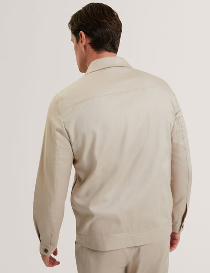 Ted Baker RUBINOJ - Smart Woven Cotton Harrington Jacket TAUPE