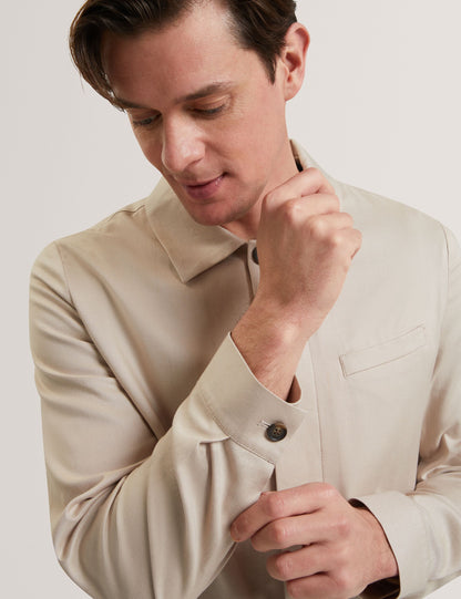 Ted Baker RUBINOJ - Smart Woven Cotton Harrington Jacket TAUPE