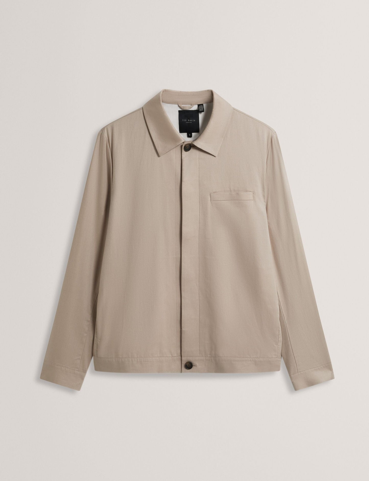 Ted Baker RUBINOJ - Smart Woven Cotton Harrington Jacket TAUPE