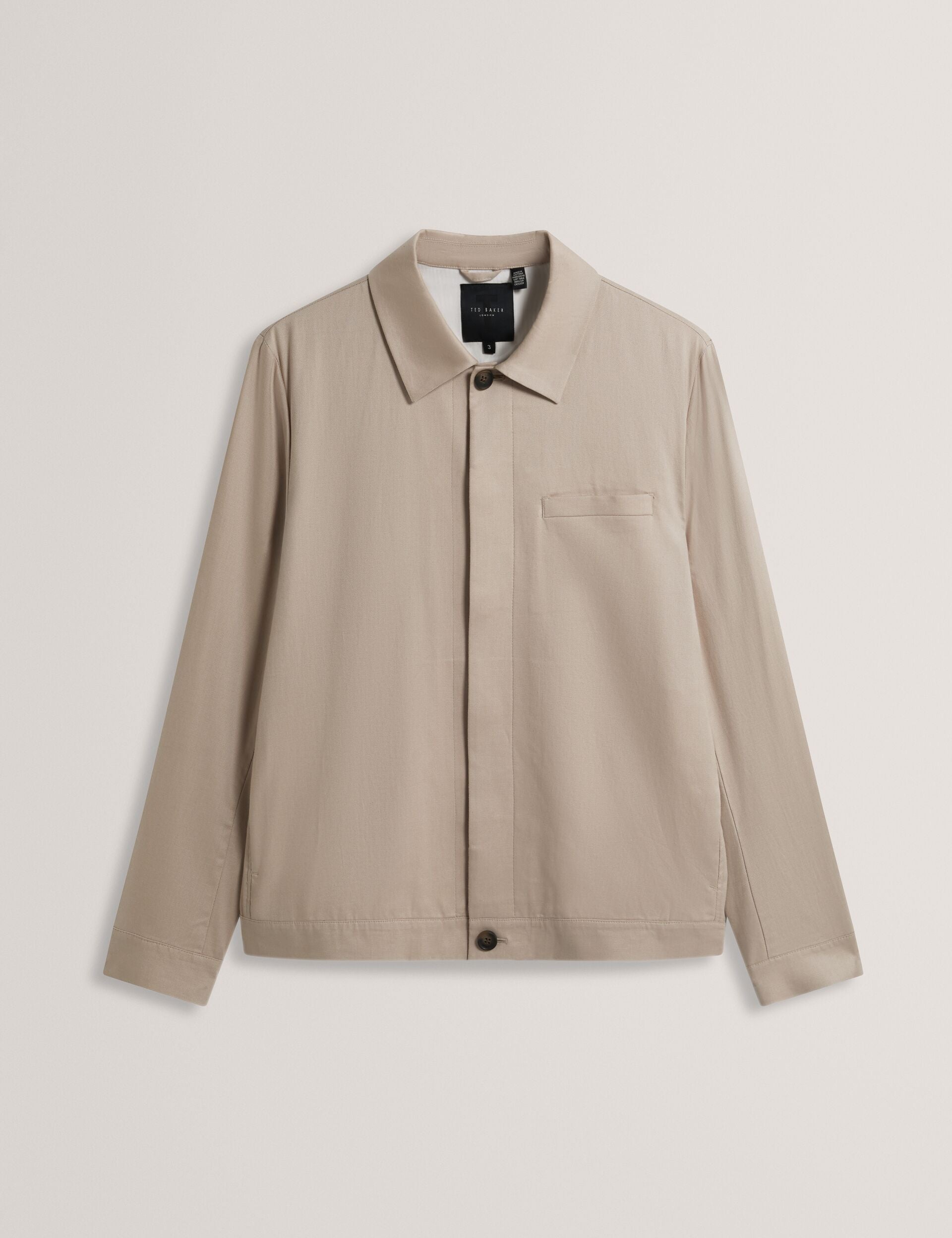 Ted Baker RUBINOJ - Smart Woven Cotton Harrington Jacket TAUPE