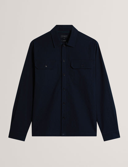 Ted Baker LEVON Jacquard Dotted Texture Utility Overshirt NAVY