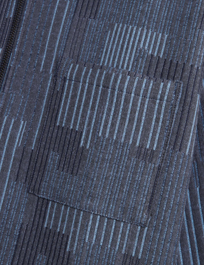 Ted Baker IWOJAN Mixed Weave Stripe Zip-Through Overshirt NAVY BLUE
