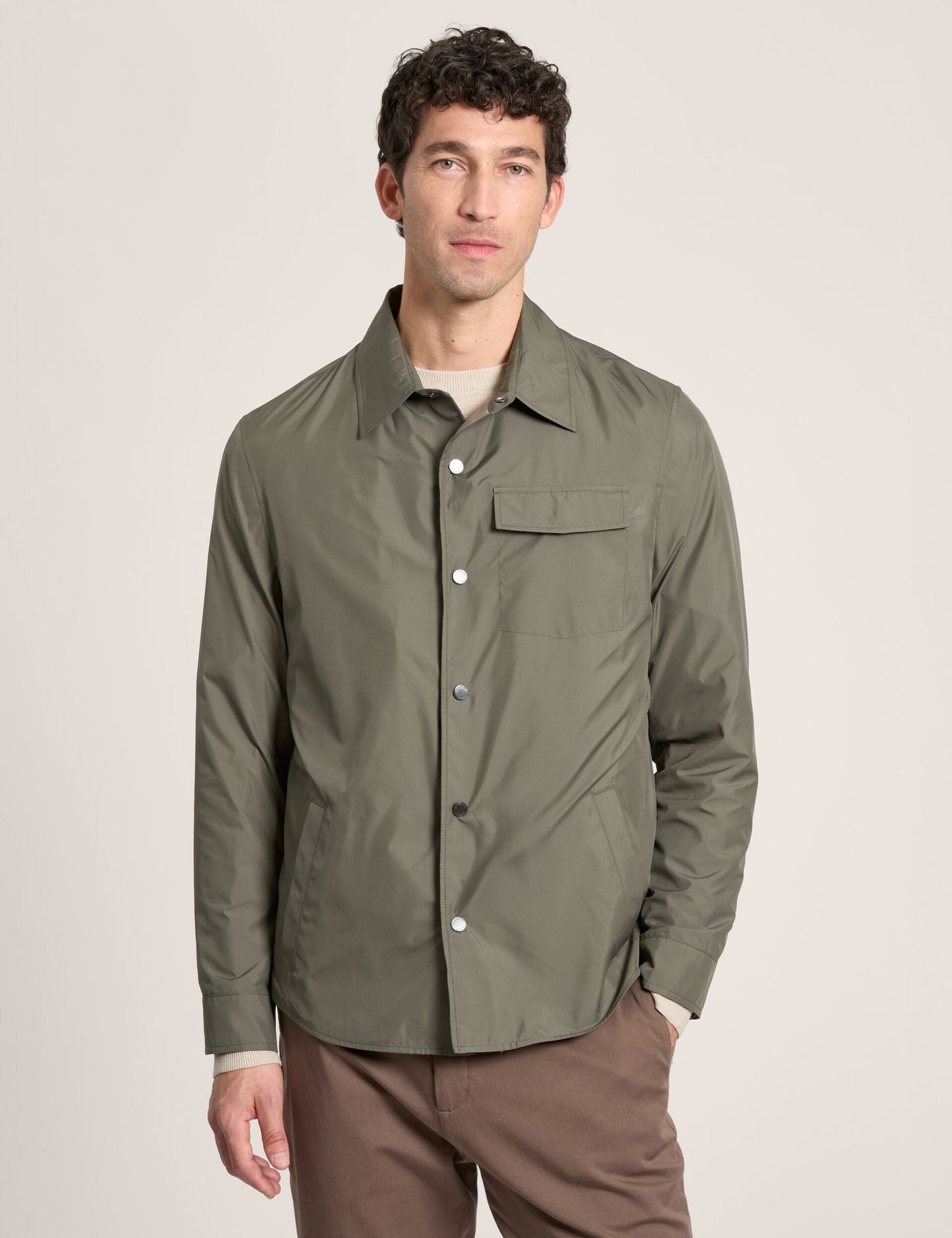 Ted Baker WALDEN Houndstooth Cotton Blend Coach Jacket KHAKI