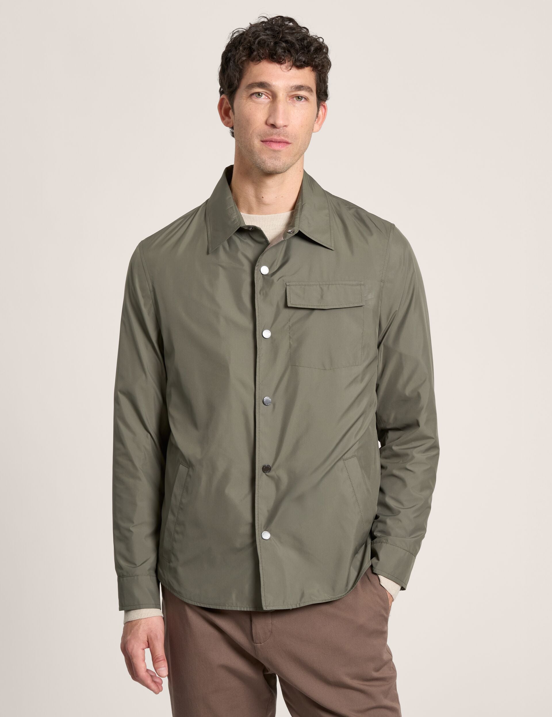 Ted Baker WALDEN Houndstooth Cotton Blend Coach Jacket KHAKI