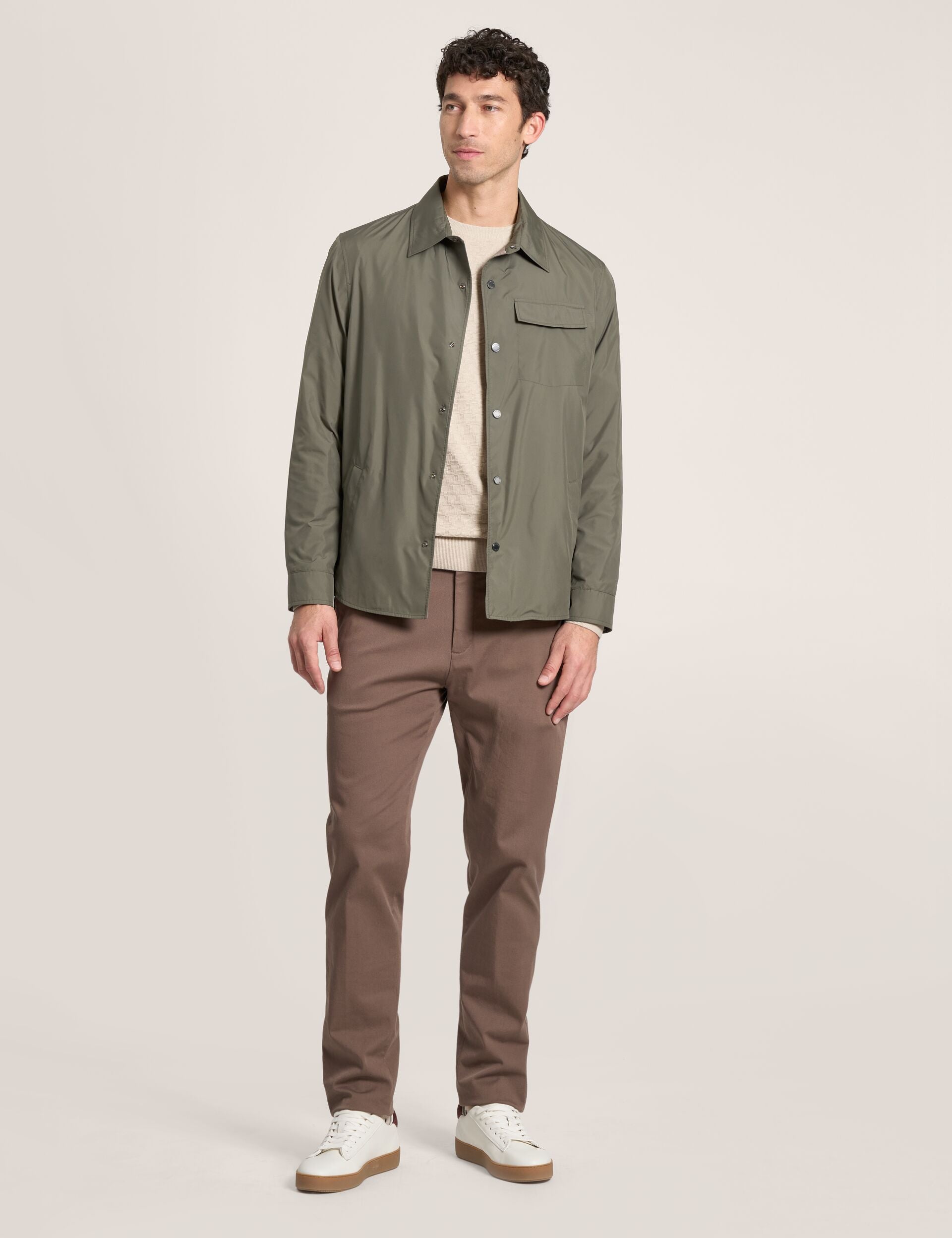 Ted Baker WALDEN Houndstooth Cotton Blend Coach Jacket KHAKI