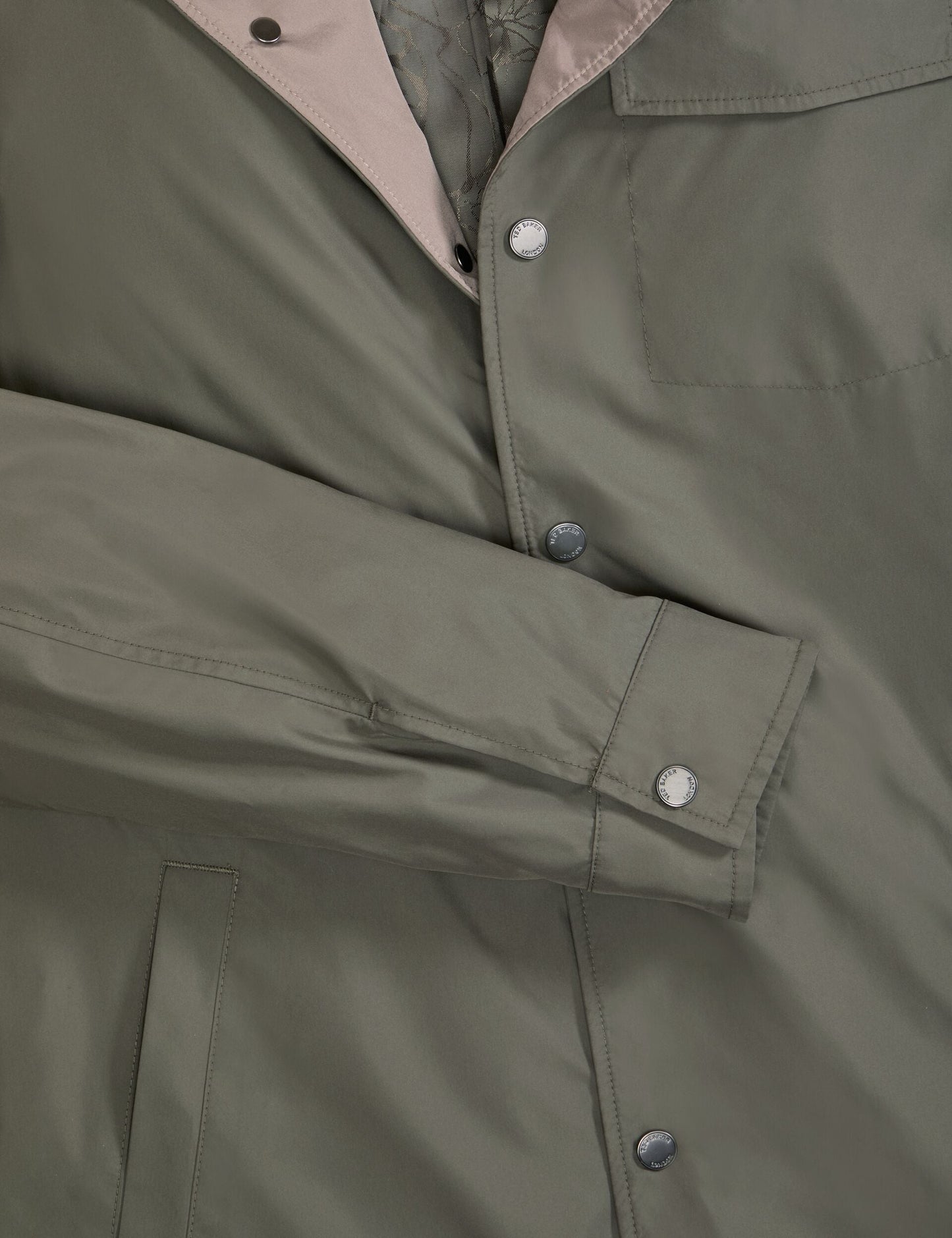 Ted Baker WALDEN Houndstooth Cotton Blend Coach Jacket KHAKI