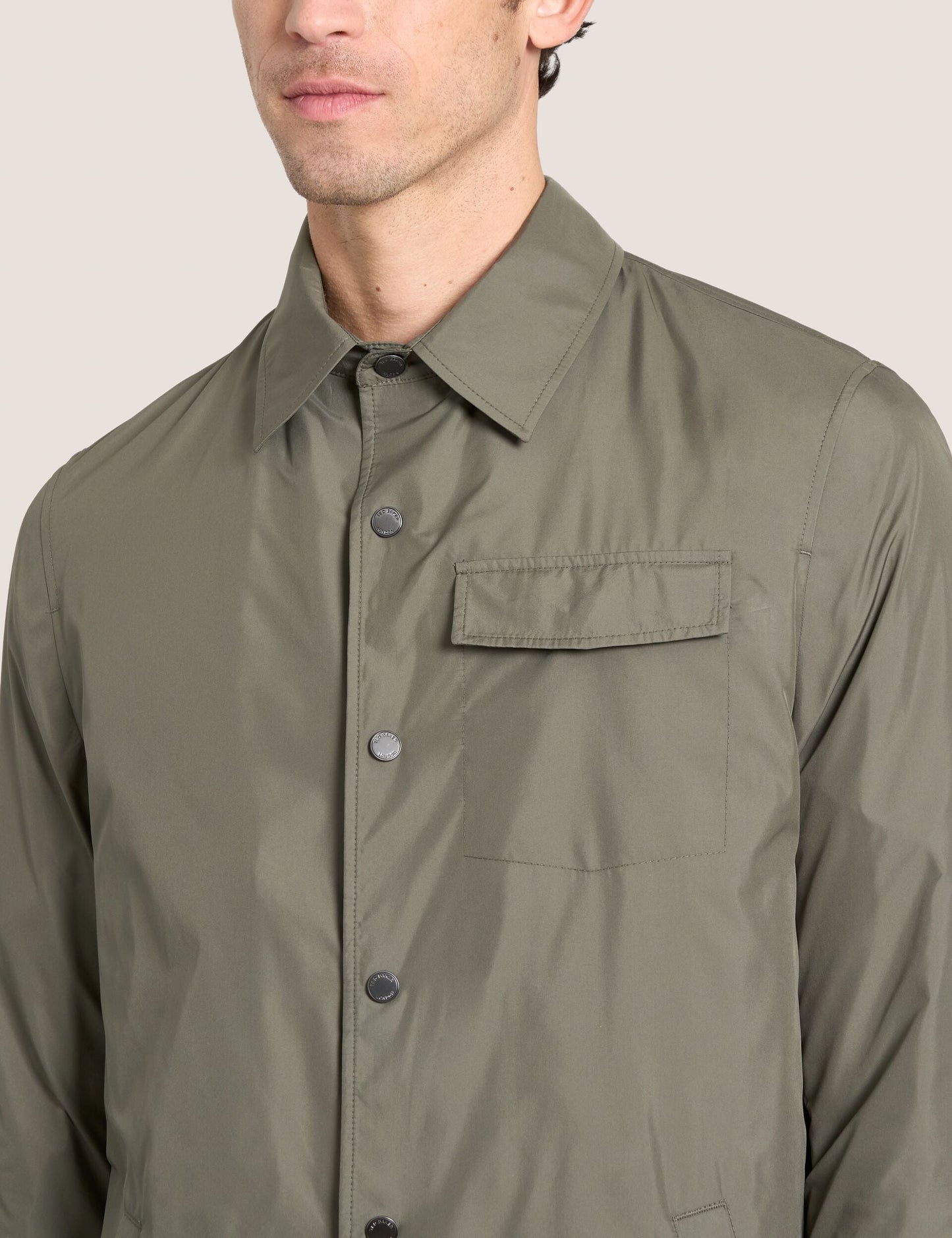 Ted Baker WALDEN Houndstooth Cotton Blend Coach Jacket KHAKI