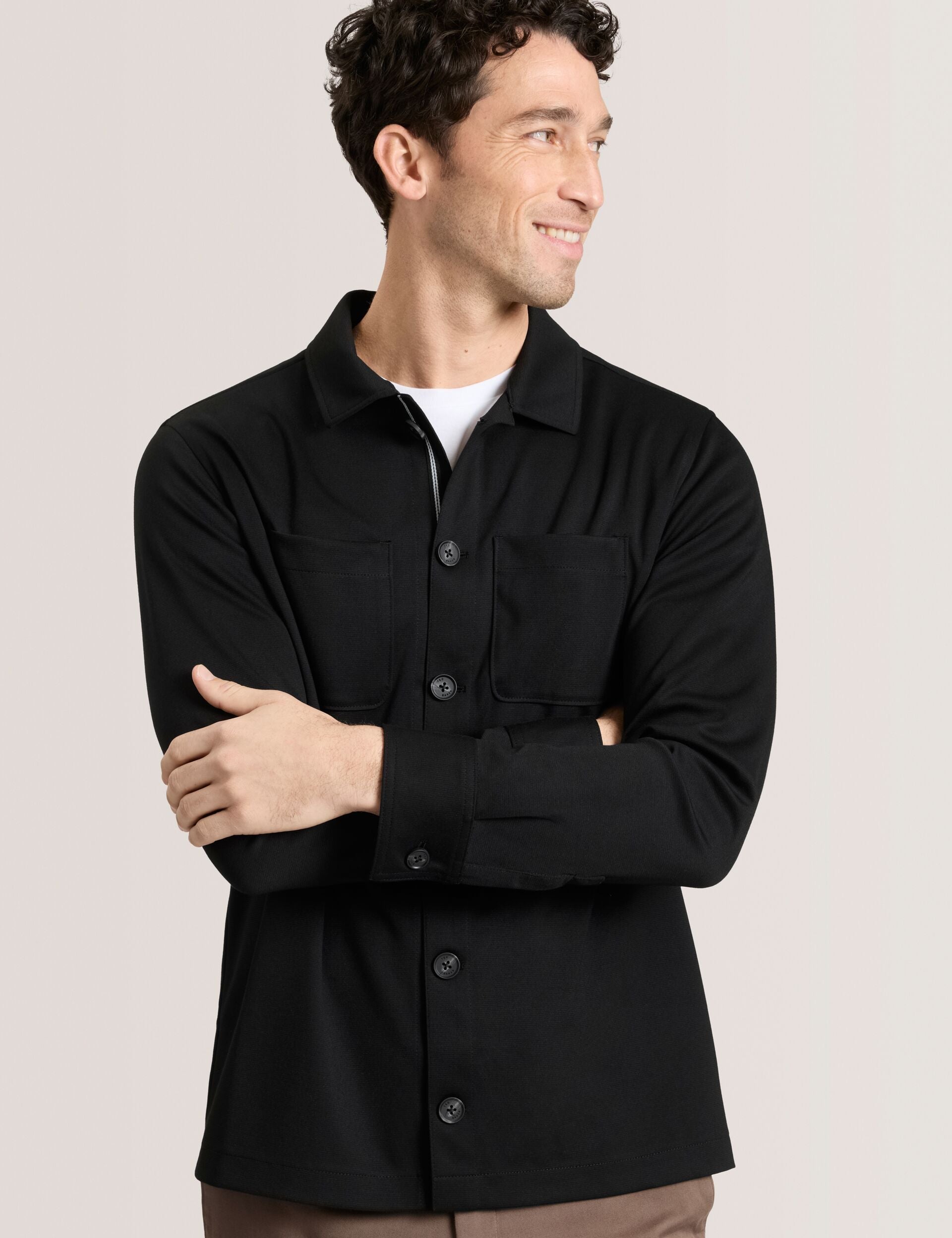 Ted Baker BUTTON FRONT SHACKET Woven Button Through Shirt Jacket BLACK