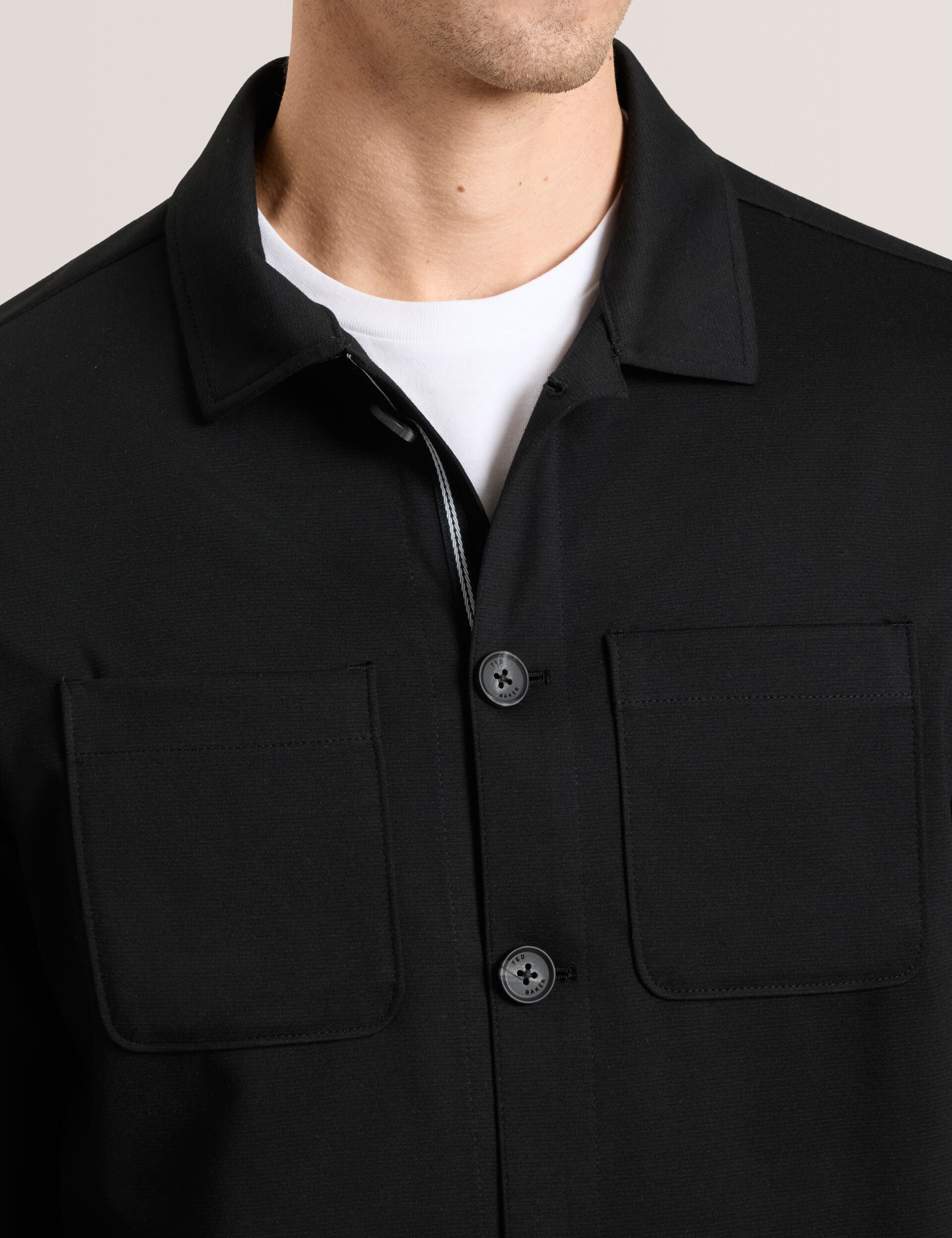 Ted Baker BUTTON FRONT SHACKET Woven Button Through Shirt Jacket BLACK