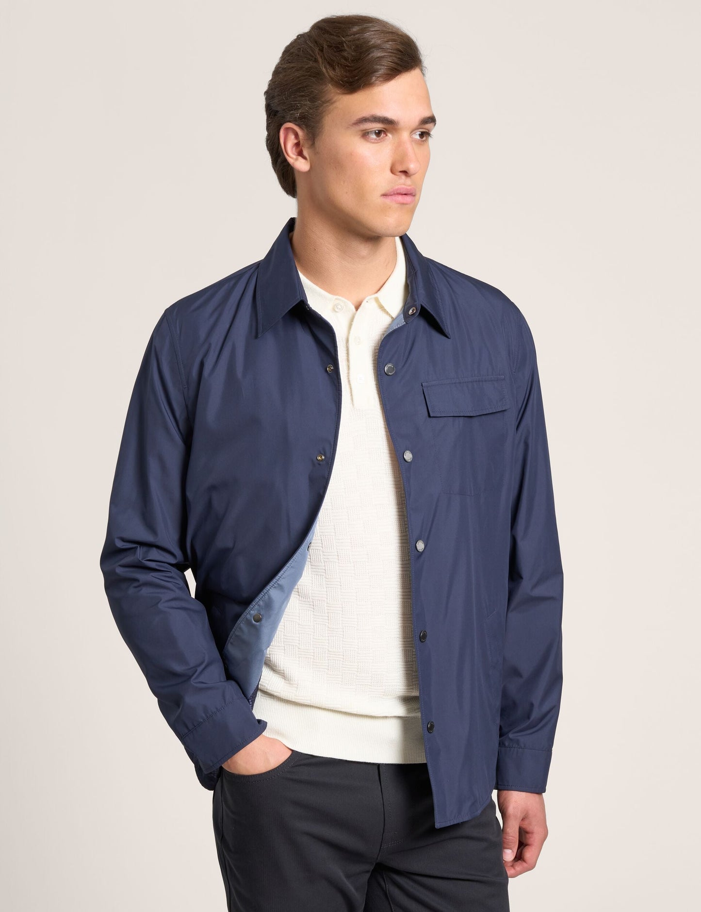 Ted Baker WALDEN Cotton Blend Coach Jacket NAVY