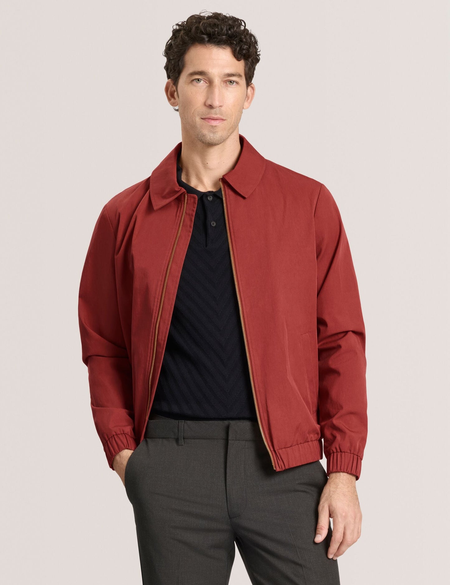 Ted Baker WINGATE Harrington Zip-Through Bomber Jacket BURNT RED