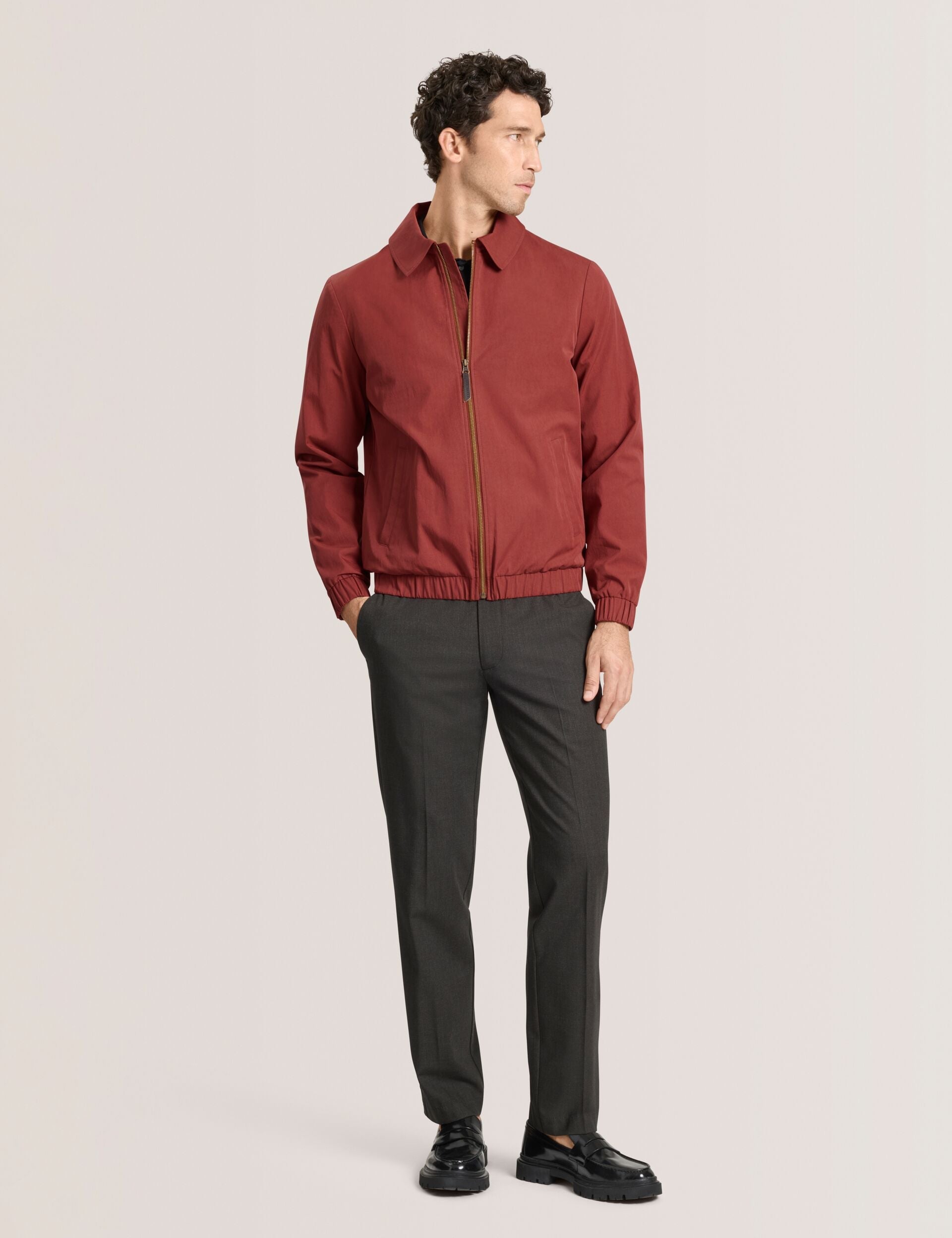Ted Baker WINGATE Harrington Zip-Through Bomber Jacket BURNT RED