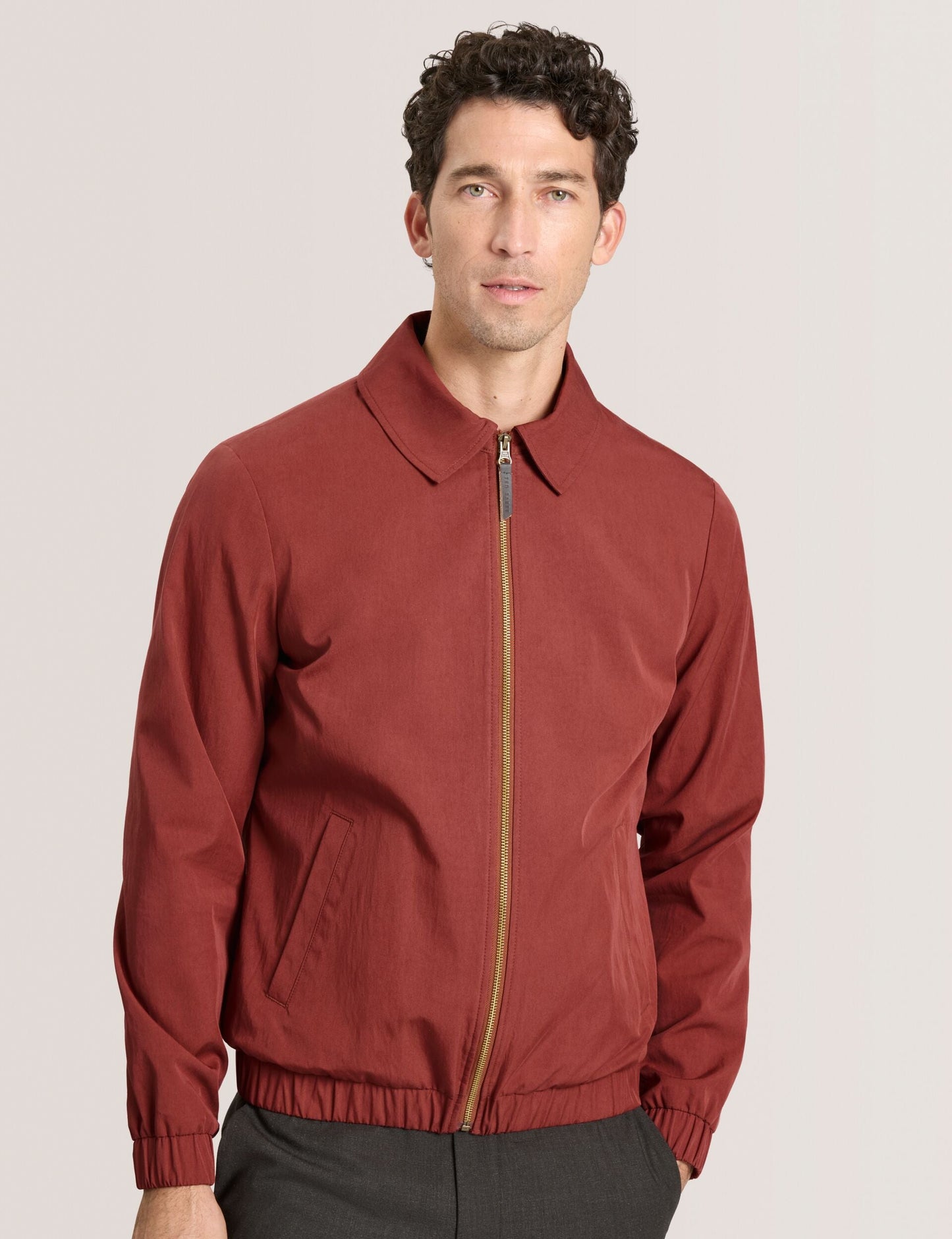 Ted Baker WINGATE Harrington Zip-Through Bomber Jacket BURNT RED