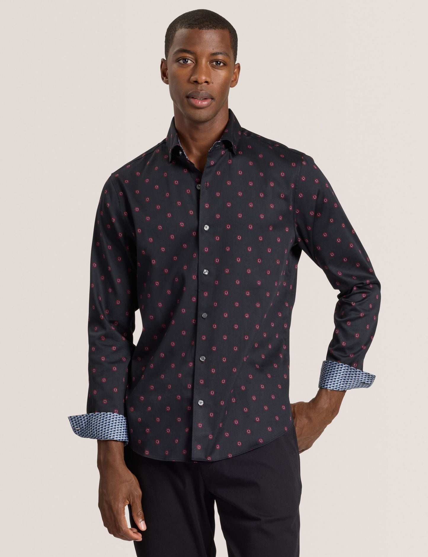 Ted Baker SOREN - Long Sleeve Daisy Print Shirt BLACK