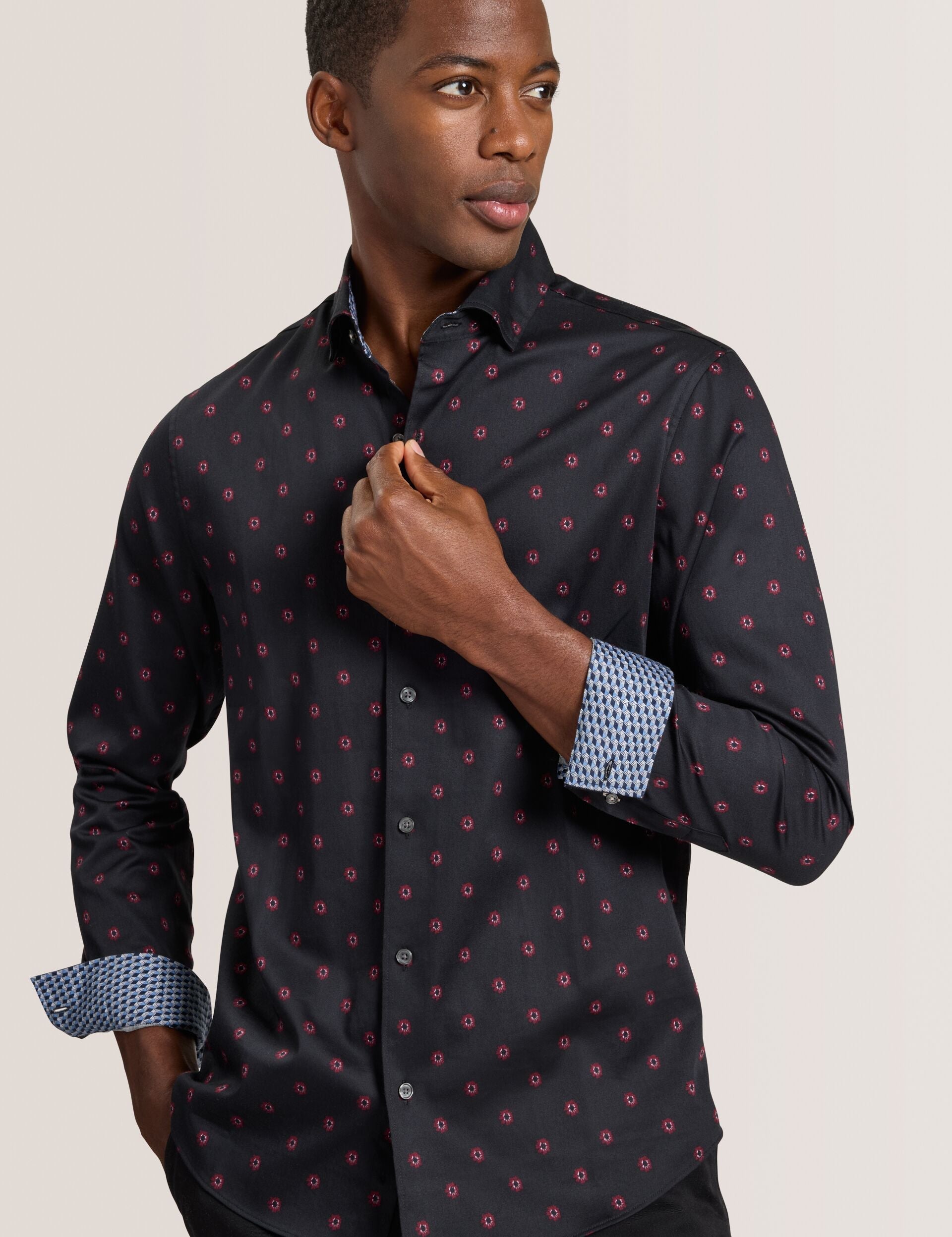 Ted Baker SOREN - Long Sleeve Daisy Print Shirt BLACK