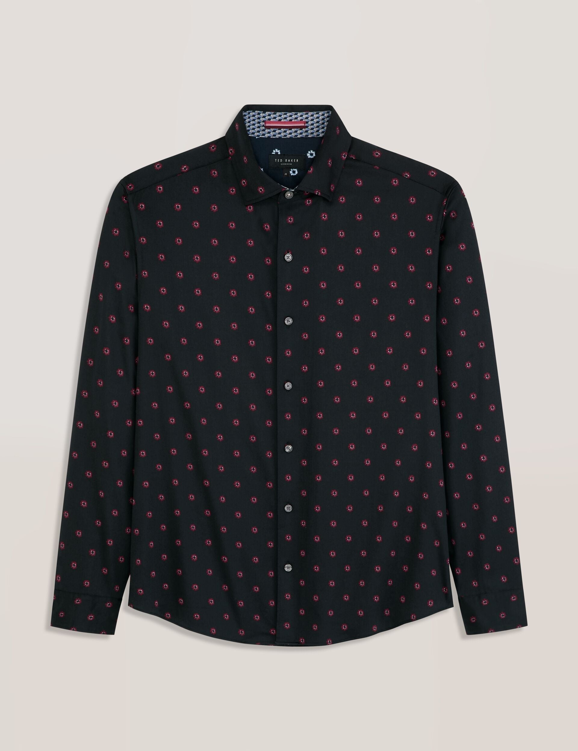 Ted Baker SOREN - Long Sleeve Daisy Print Shirt BLACK
