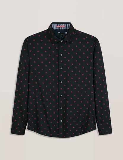 Ted Baker SOREN - Long Sleeve Daisy Print Shirt BLACK