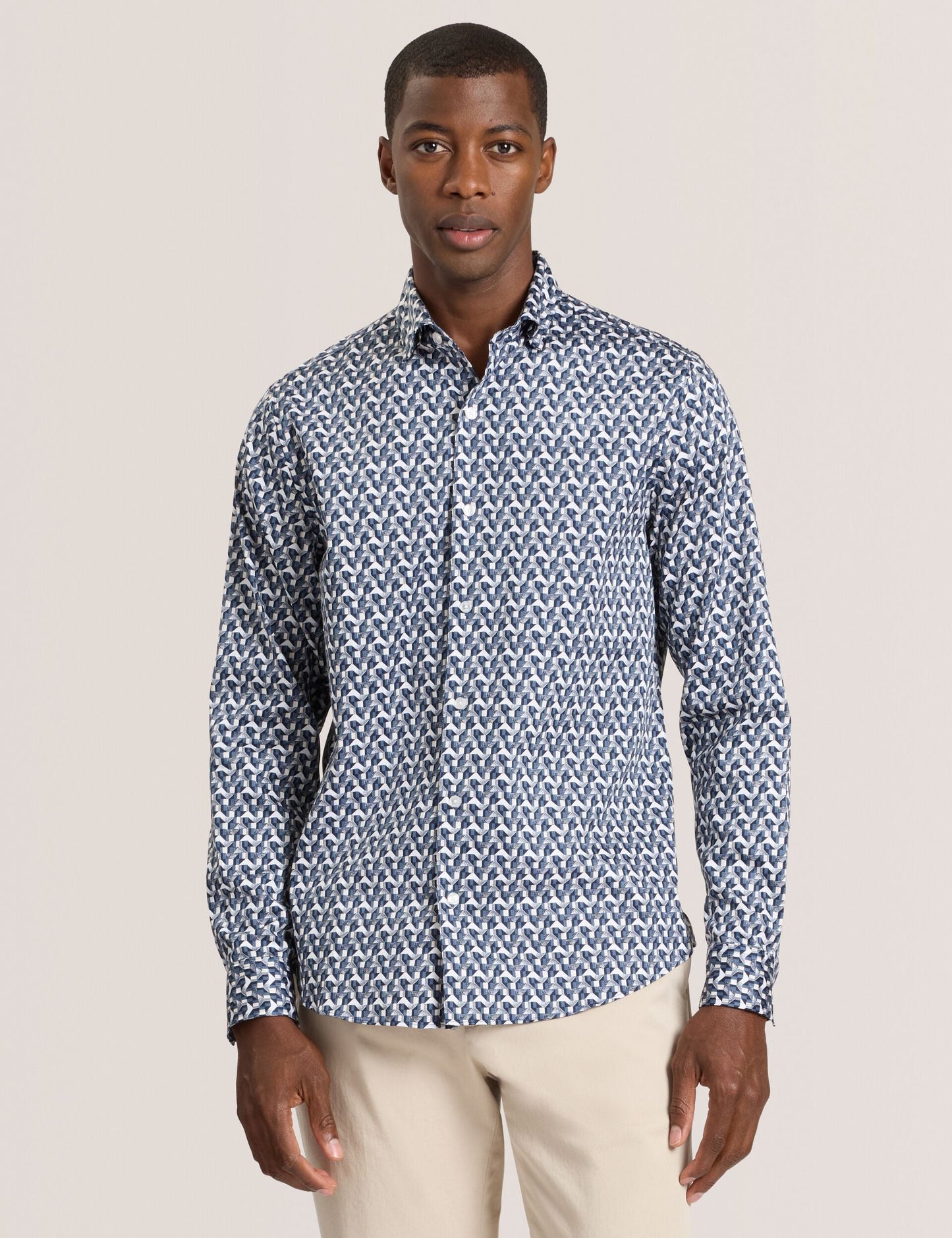 Ted Baker SOREN - Long Sleeve Archie Print Shirt DARK DENIM