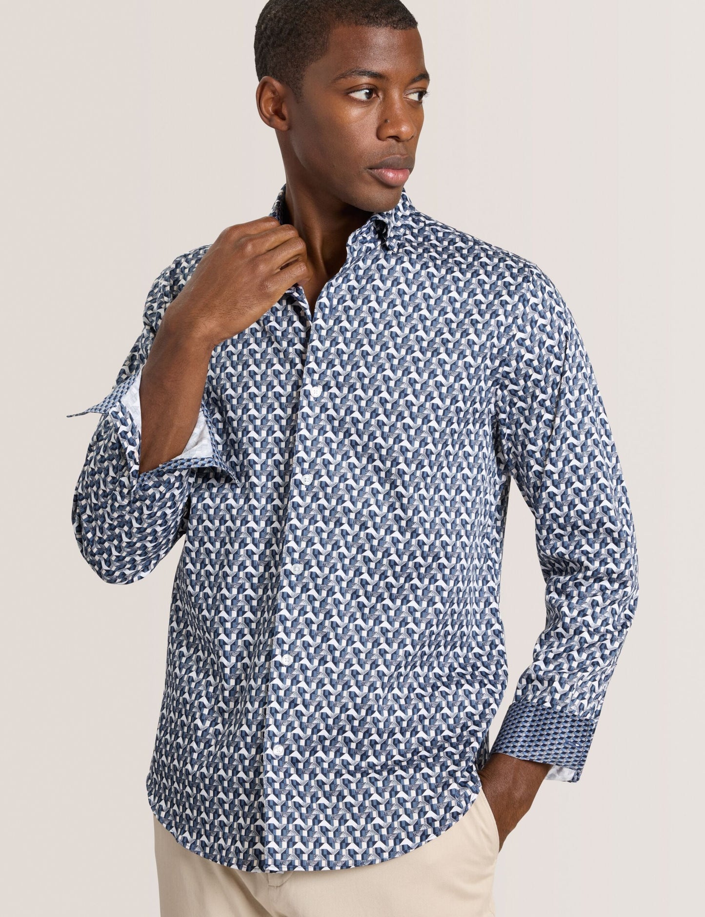 Ted Baker SOREN - Long Sleeve Archie Print Shirt DARK DENIM