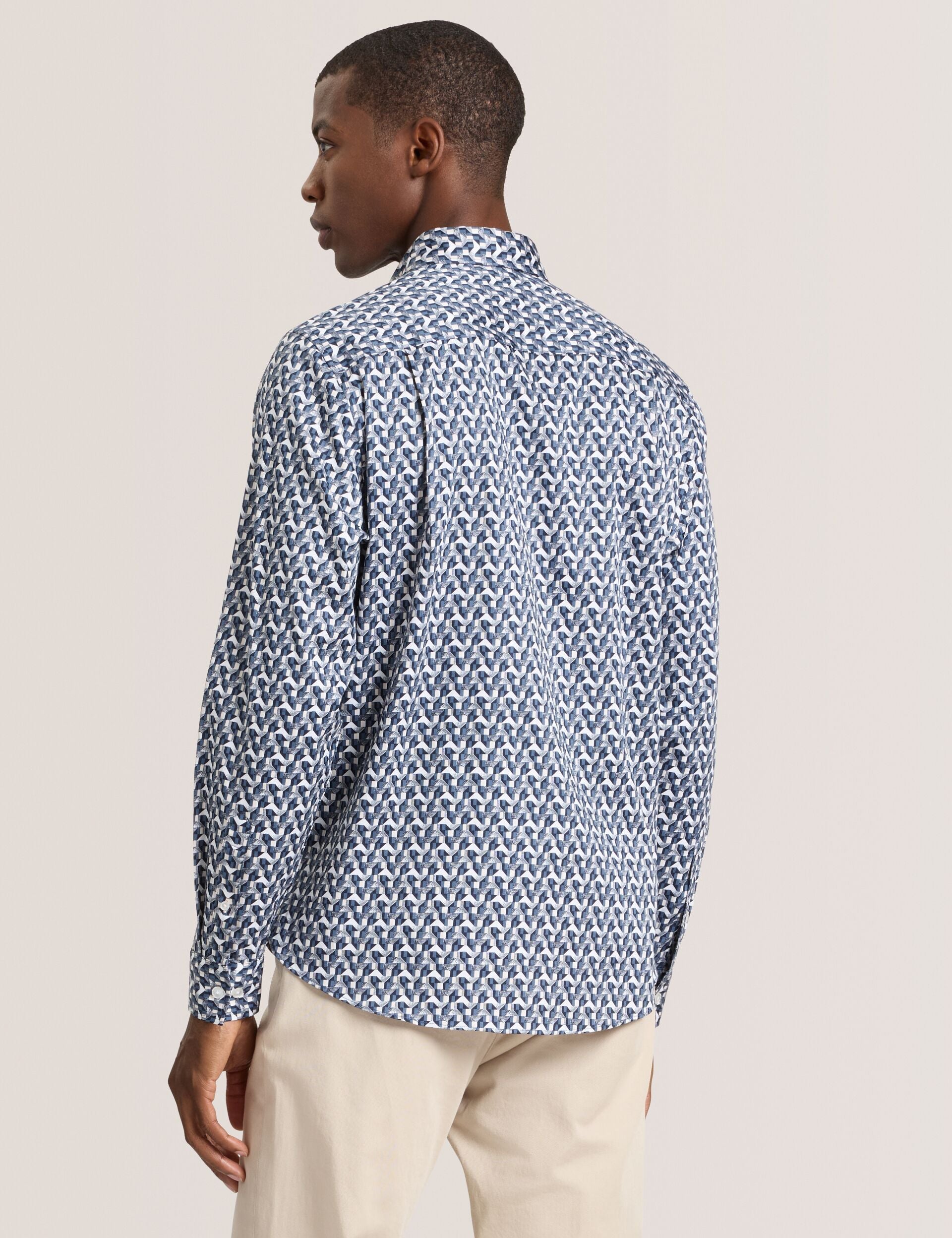Ted Baker SOREN - Long Sleeve Archie Print Shirt DARK DENIM