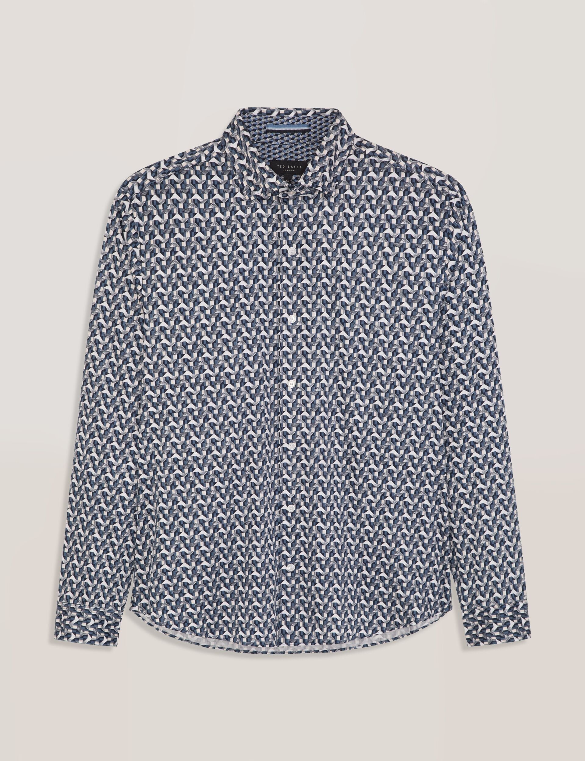 Ted Baker SOREN - Long Sleeve Archie Print Shirt DARK DENIM