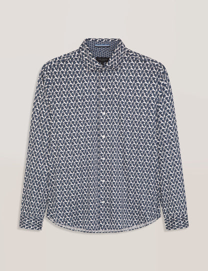 Ted Baker SOREN - Long Sleeve Archie Print Shirt DARK DENIM