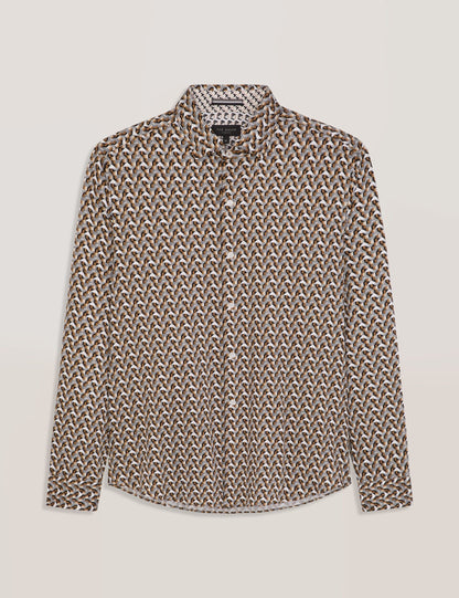 Ted Baker SOREN - Long Sleeve Archie Print Shirt DULL GOLD