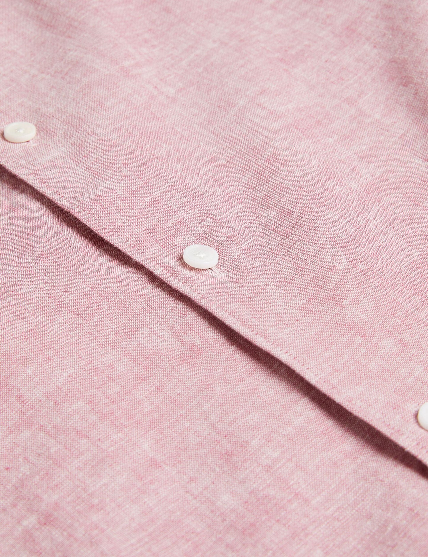 Ted Baker NAIRES Linen Blend Slim Short Sleeve Shirt MID PINK