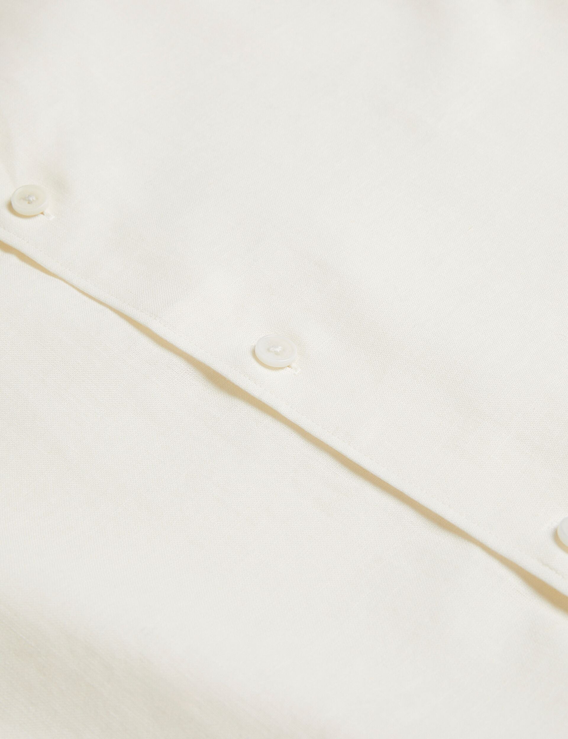 Ted Baker NAIRES Linen Blend Slim Short Sleeve Shirt WHITE
