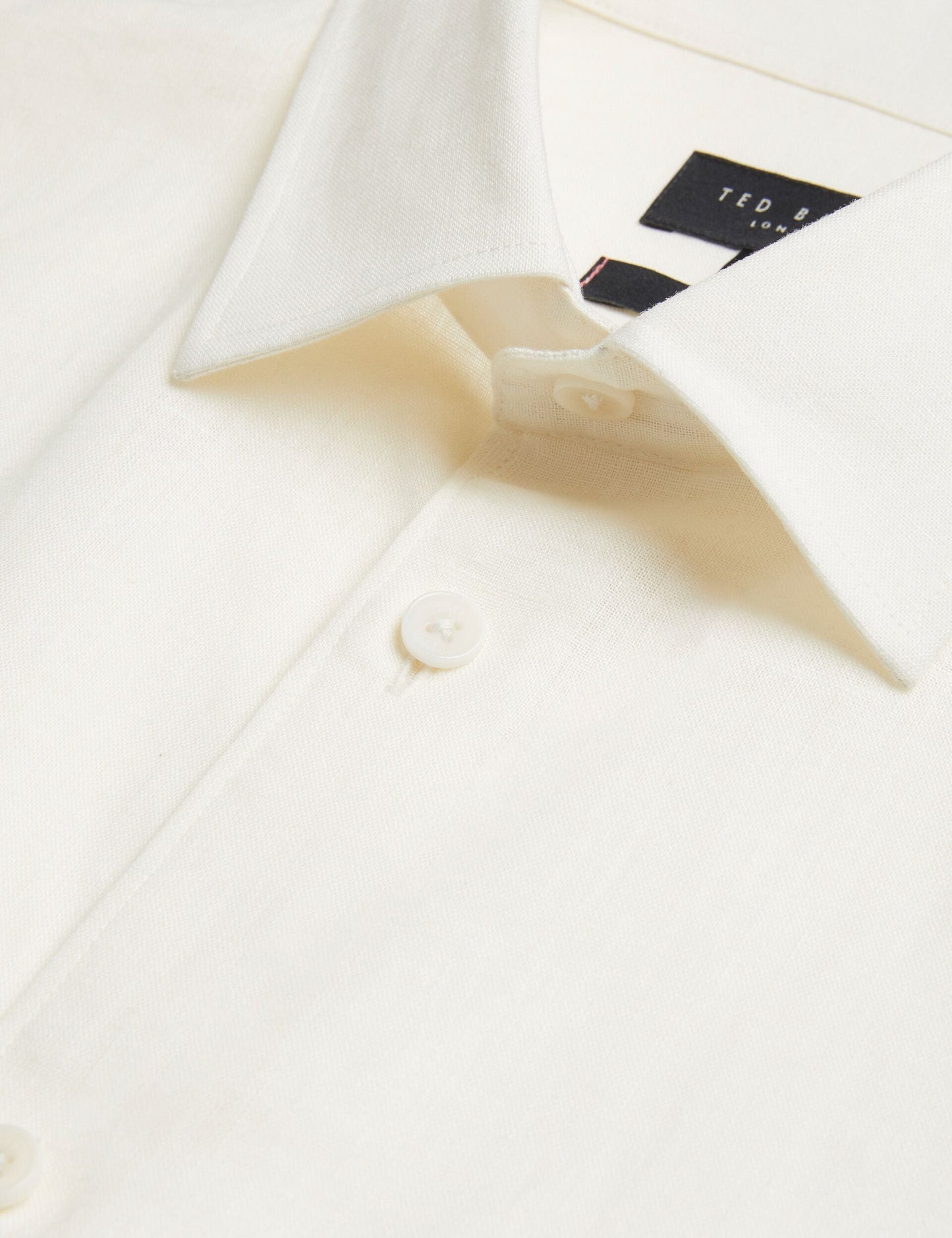 Ted Baker NAIRES Linen Blend Slim Short Sleeve Shirt WHITE