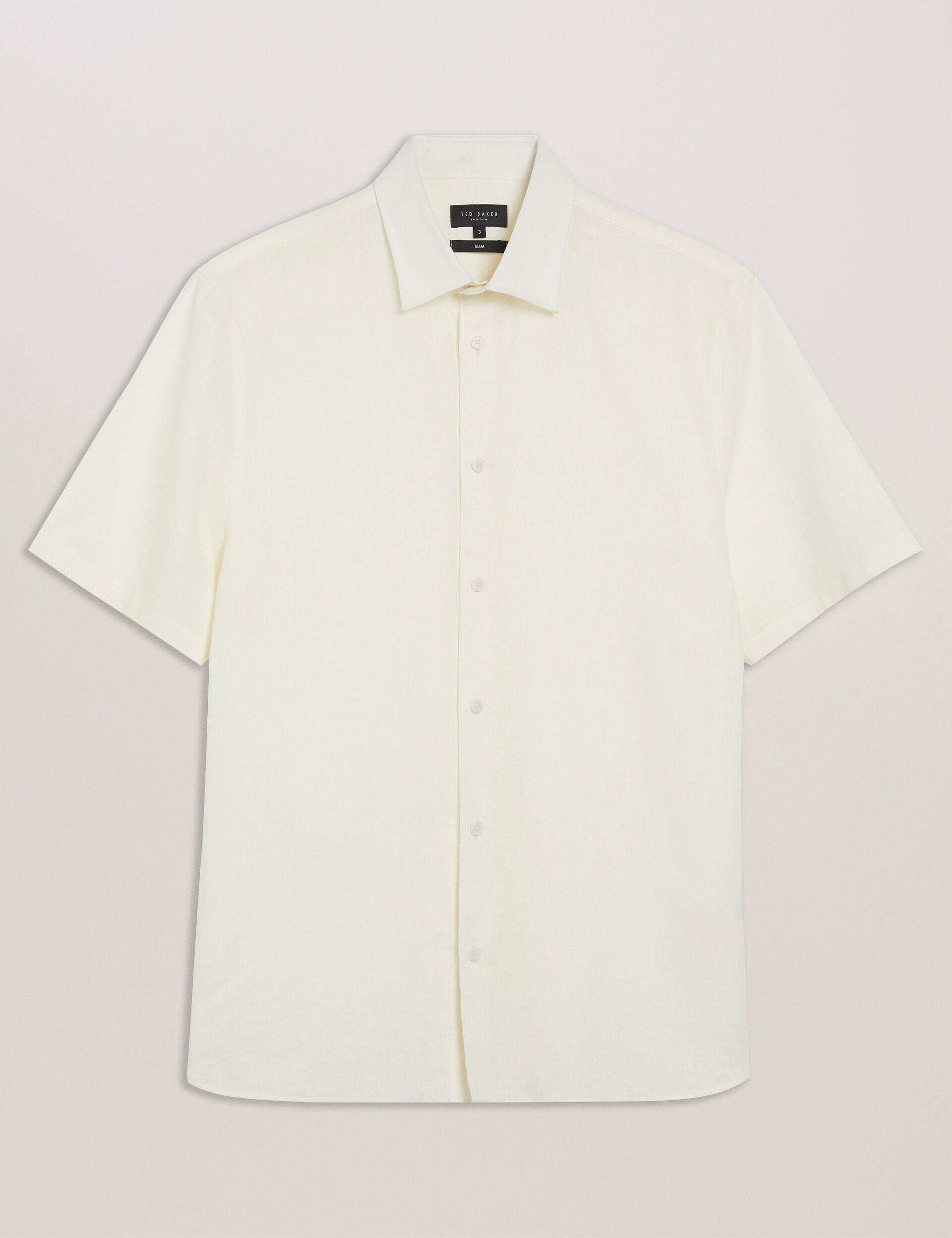 Ted Baker NAIRES Linen Blend Slim Short Sleeve Shirt WHITE