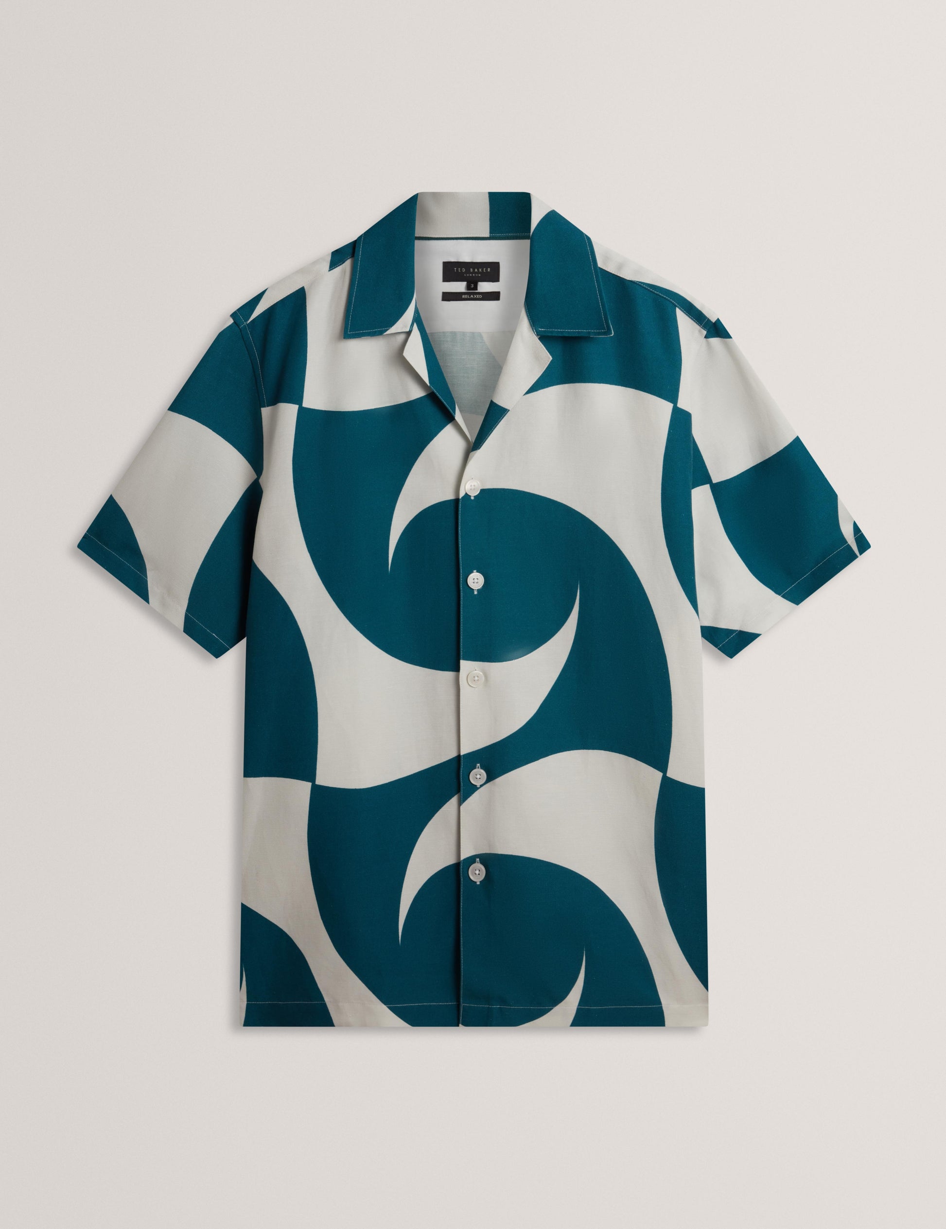 Ted Baker ROLDAN - Short Sleeve Oversized Swirl Print Shirt TURQUOISE
