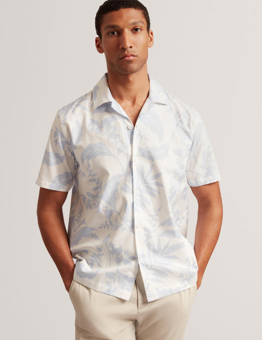 Ted Baker KITS - Short Sleeve Relaxed Floral Print Shirt LIGHT BLUE