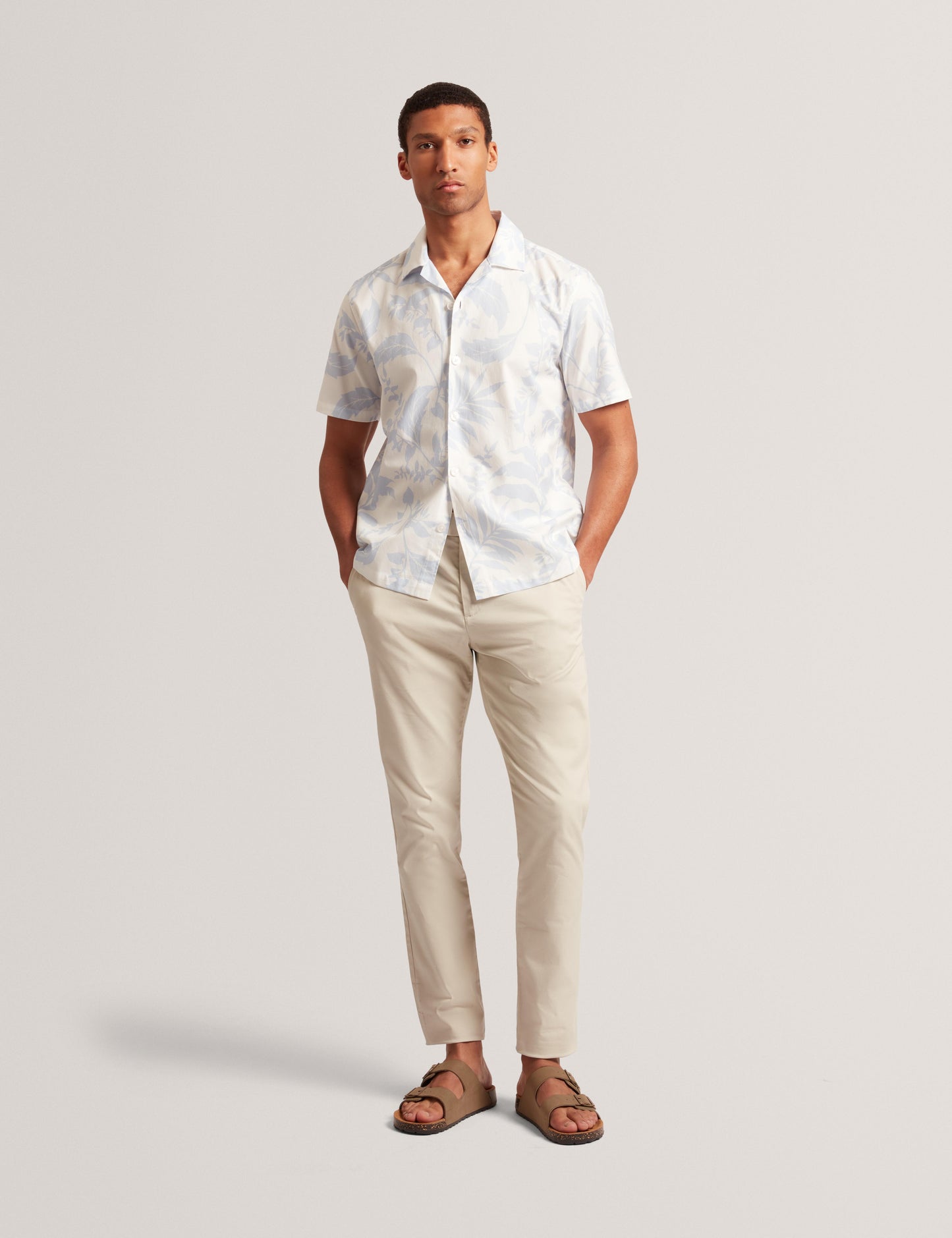 Ted Baker KITS - Short Sleeve Relaxed Floral Print Shirt LIGHT BLUE