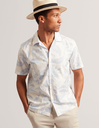 Ted Baker KITS - Short Sleeve Relaxed Floral Print Shirt LIGHT BLUE