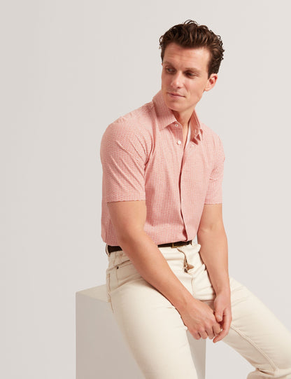 Ted Baker Orange Wavey Geo Print Short Sleeve Shirt | WAVEYS | Ted Baker BRIGHT ORANGE