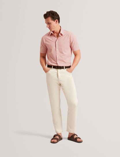 Ted Baker Orange Wavey Geo Print Short Sleeve Shirt | WAVEYS | Ted Baker BRIGHT ORANGE
