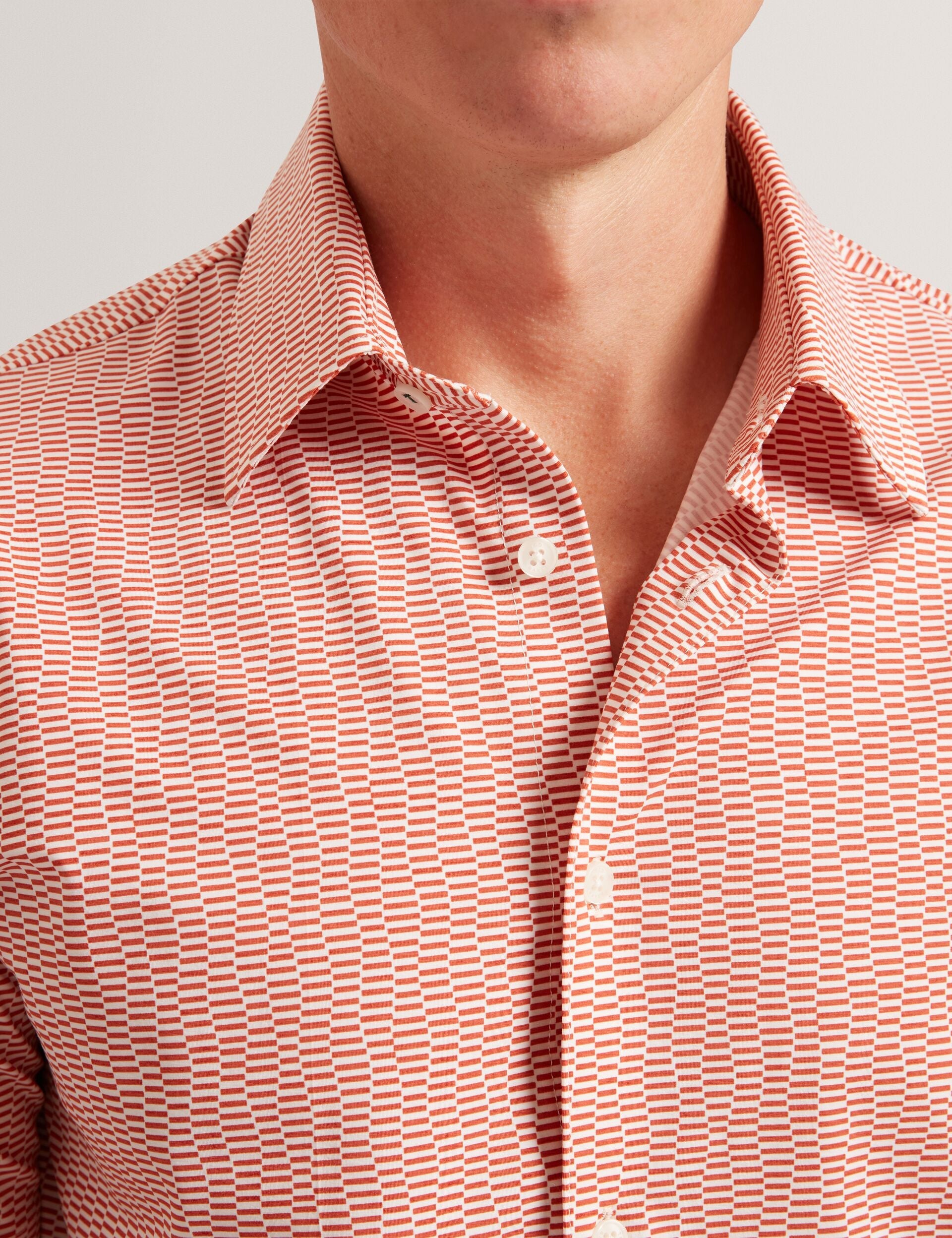 Ted Baker Orange Wavey Geo Print Short Sleeve Shirt | WAVEYS | Ted Baker BRIGHT ORANGE