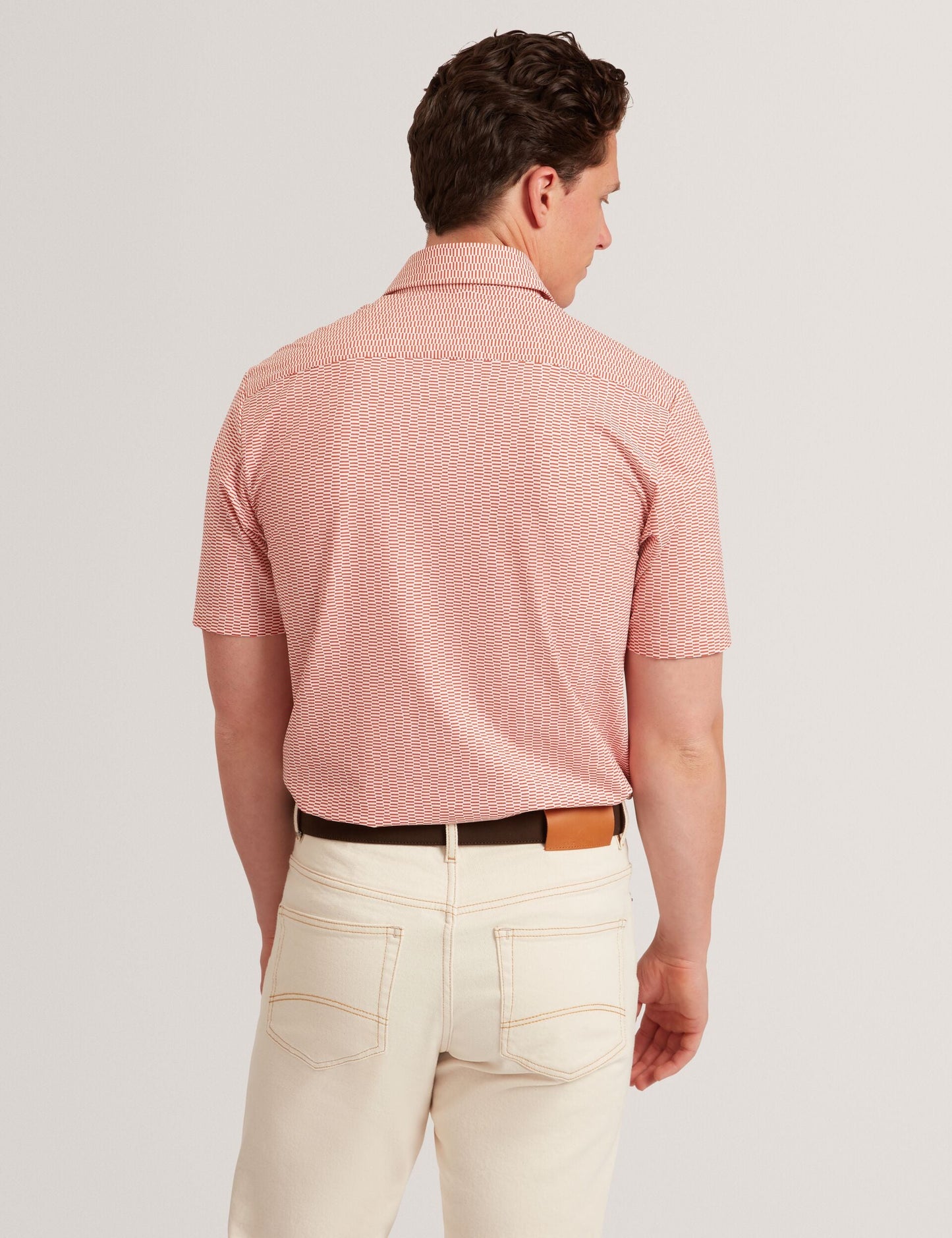 Ted Baker Orange Wavey Geo Print Short Sleeve Shirt | WAVEYS | Ted Baker BRIGHT ORANGE