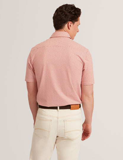 Ted Baker Orange Wavey Geo Print Short Sleeve Shirt | WAVEYS | Ted Baker BRIGHT ORANGE